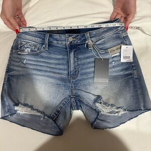 Buckle Faded Blue Ripped Jean Shorts
